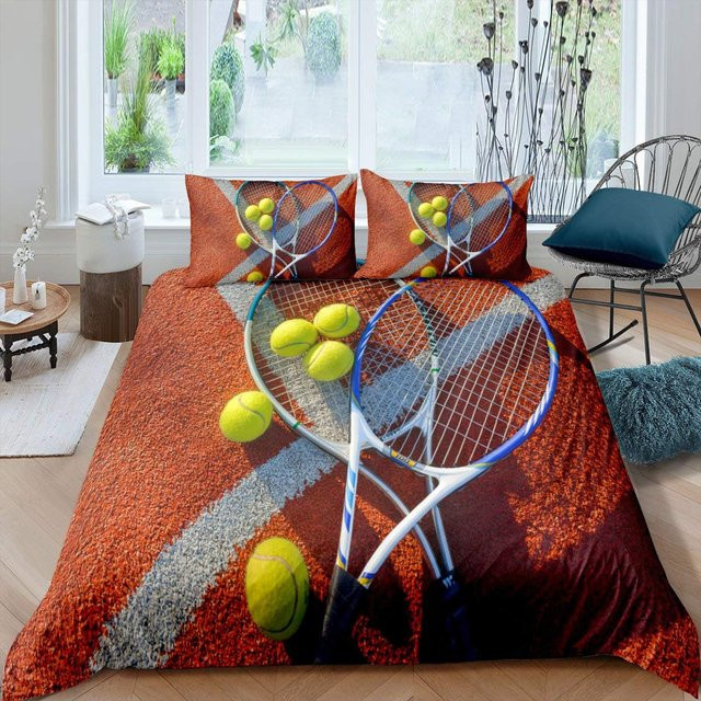 Bettwäsche-Set Binchi Fitness Tennisball Motiv aus Mikrofaser, Mehrfarbig, B/H: 135 x 200 cm - Bild 1