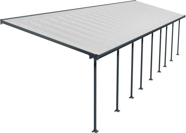 Palram Canopia Terrassenüberdachung Feria Anlegetyp in Anthrazit mit integrierten Regenrinnen und Verankerungsstangen, Breite: 300 cm, Tiefe: 1276 cm - Bild 1