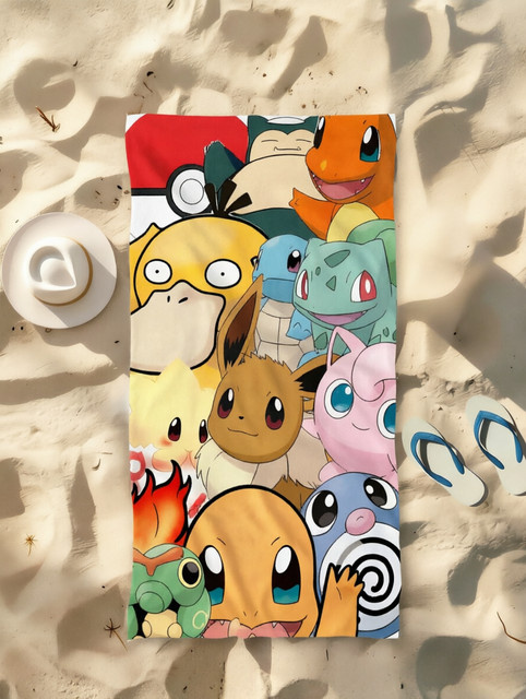 Potdemiel Pokémon Pikachu Strandtuch aus Mikrofaser in Multicolour für Kinder und Erwachsene - Bild 1
