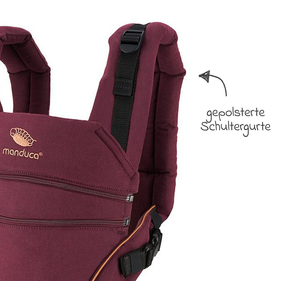 manduca Babytrage XT Denimberry Toffee mit 2 Silikon-Schnullerketten für 3,5 kg bis 20 kg - Bild 6