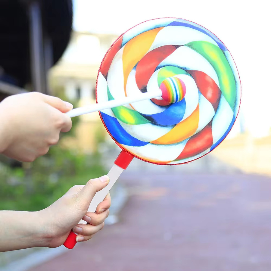 IRIN Lollipop-Handtrommel-Musikinstrument, mit Knock Stick, Bunt / Mehrfarbig - Bild 2