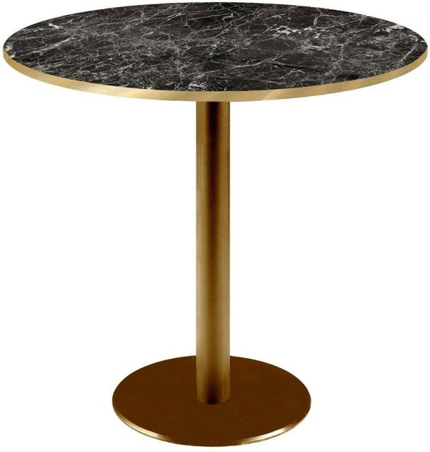 RestooTab Tisch Rome rund mit schwarz marmorierter Platte und goldmetallic Gestell, Höhe: 75 cm, Durchmesser: 70 cm - Bild 1