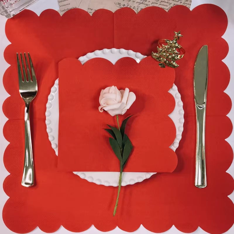 GUANYAO Dekorative Papier Servietten für chinesische Hochzeiten, Bunte Cut-out Modelle in Rot, 16 Stück pro Paket - Bild 2