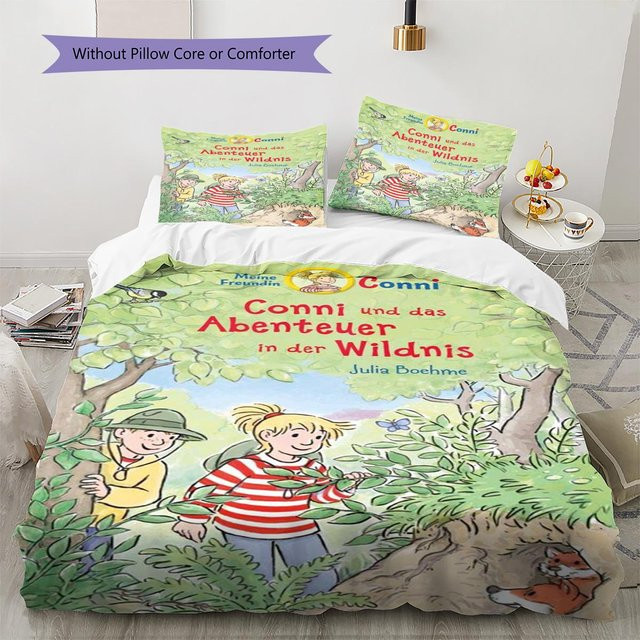 NuanSue Home Conni Bettwäsche Set mit Bettbezug und 2 Kissenbezügen, beige/mehrfarbig, B/H: 135 x 200 cm - Bild 1
