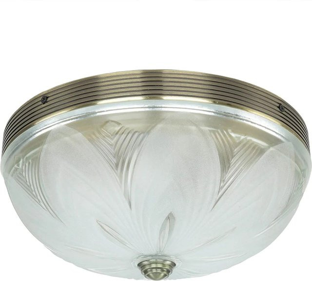 EASYLIGHT Deckenlampe aus Glas und Metall in Bronze und Weiß, rund, Durchmesser: 30 cm, 2x E27 - Bild 1