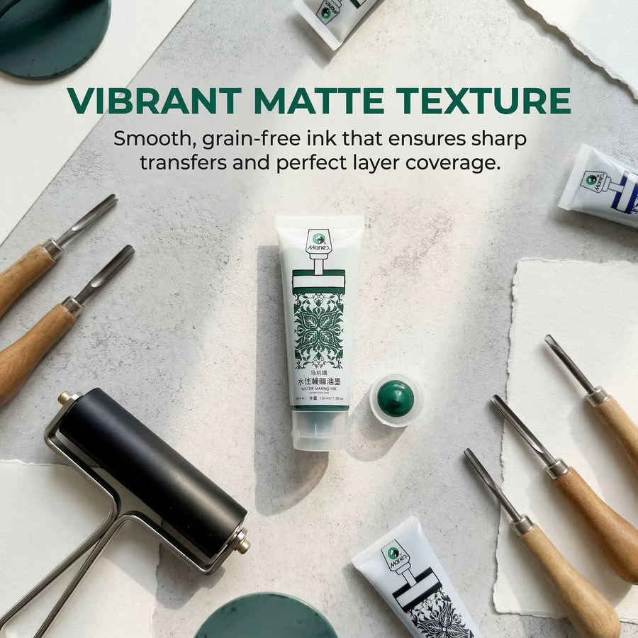 Marie's Wasserbasierte Druckfarbe Gelb 75ml für Linoleum, Holz und Weichblockoberflächen - Bild 3