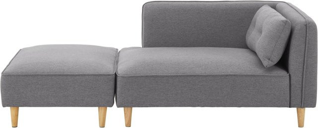 Bessagi Home Sofa Fanny L-Form in Dunkelgrau mit passendem Hocker und Leinenoptik - Bild 1