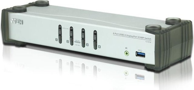 ATEN CS1914 KVM-Switch mit 4 Ports, DisplayPort und USB, 4K UHD, Silber - Bild 1