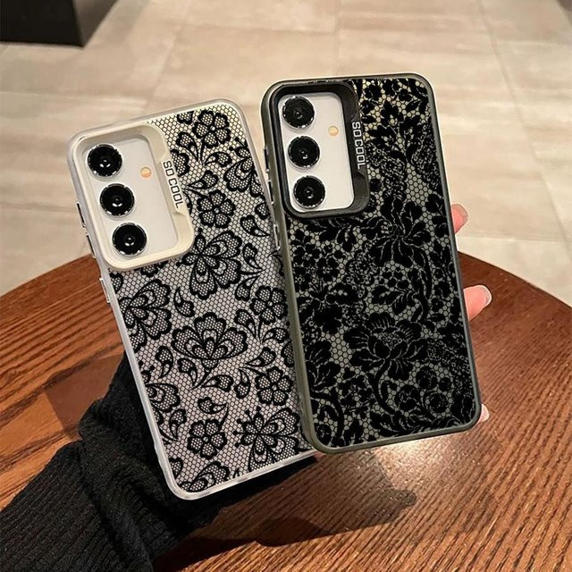Modische Schutzhülle mit Spitzenmuster für Samsung Galaxy S25 S24 S23 S22 S21 Ultra Plus FE und Note 20 in Multicolour - Bild 1
