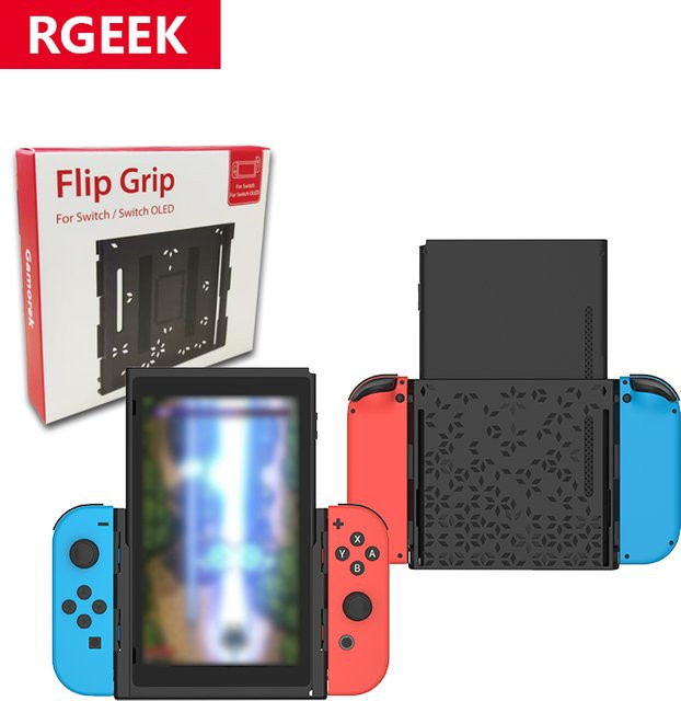 Nintendo Switch Flip Grip Handzubehör für Porträtmodus und vertikale Orientierung, kompatibel mit OLED Joy-con Grips, Schwarz - Bild 1