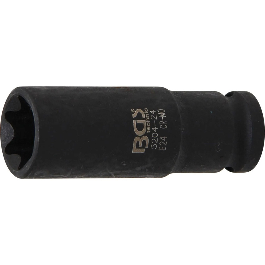BGS Kraft-Steckschlüssel-Einsatz E-Profil tief 5204-24 mit 1/2 Zoll Antrieb und SW E24 mm - Bild 2