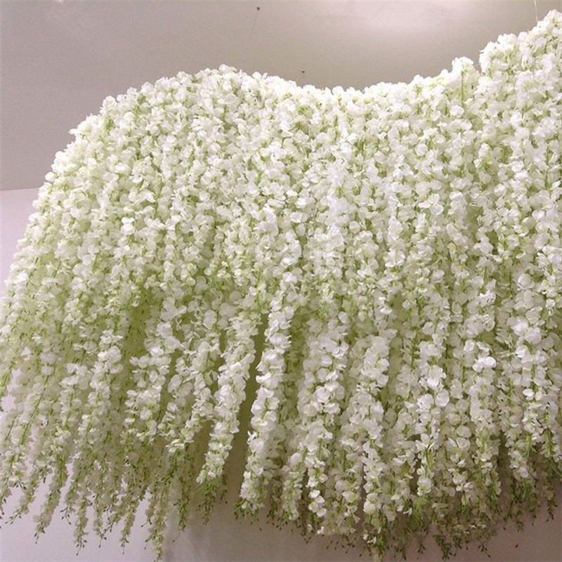 10 Stück künstliche Glyzinien-Blumen in Weiß, hängende Seidenblumen-Reben zur Dekoration für Hochzeit, Party und Heimdekoration, Länge: 73,66 cm - Bild 1