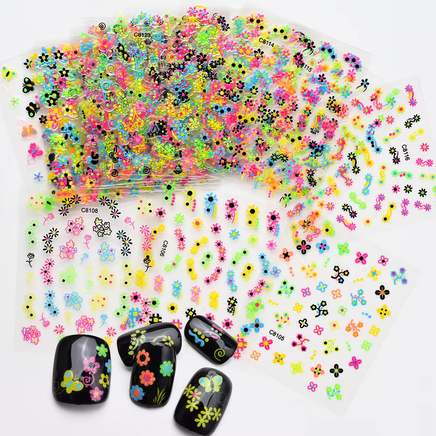 MAFANAILS Nail Art Aufkleber, 3D Blumen und Schmetterling, Glänzend, 24 Stück - Bild 3