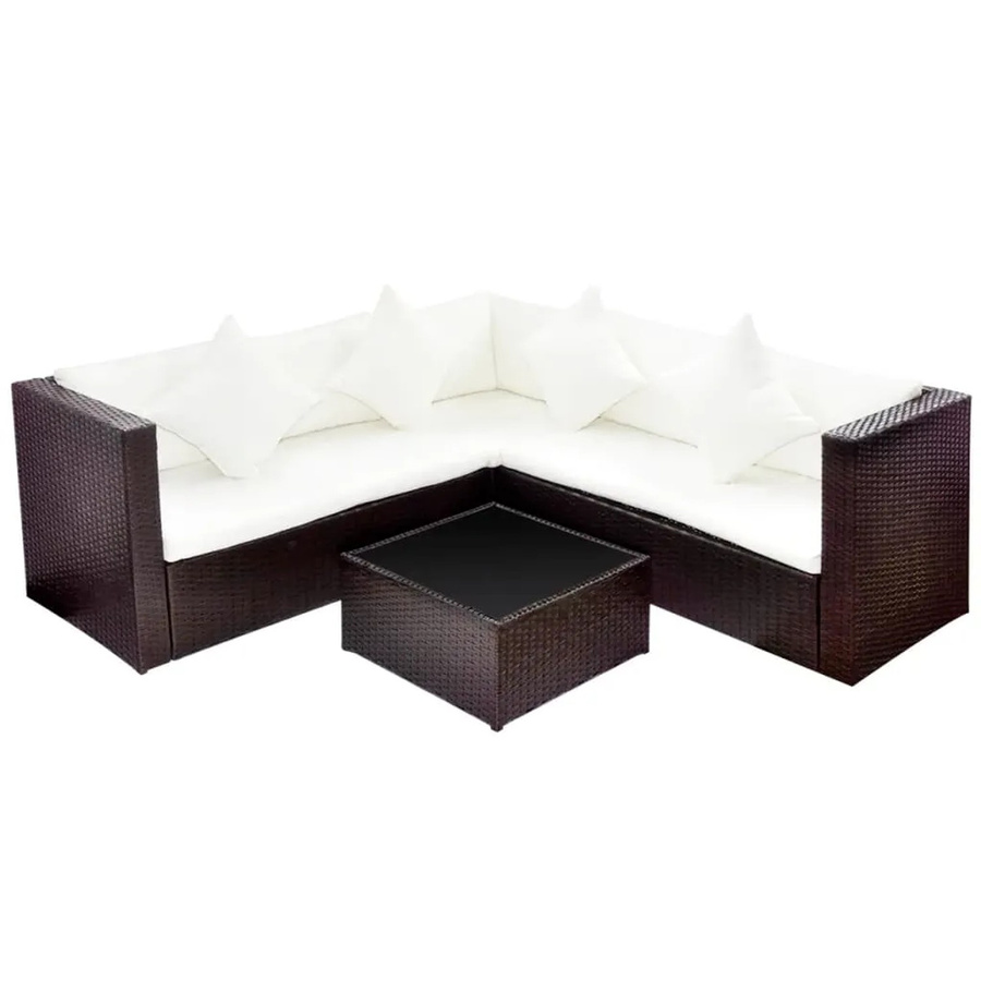 vidaXL 4-tlg Garten-Lounge-Set Modell 8 aus Poly Rattan in Braun mit Auflagen - Bild 2