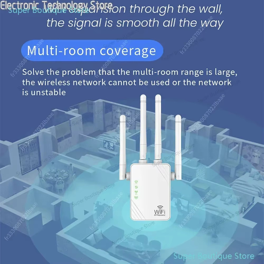 NUOYING WiFi Repeater Dual Band 5GHz 1200Mbps WLAN Verstärker in Weiß - Bild 3