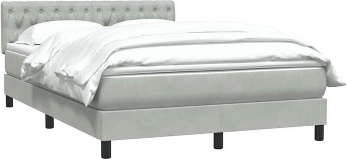 Vidaxl Boxspringbett mit Matratze in Grau und Weiß aus Samt, B/T/H: 160 x 220 x 78 cm - Bild 1
