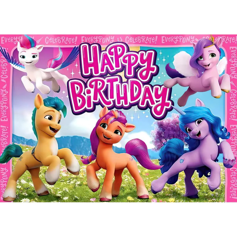 Regenbogen-Einhorn und kleines Pony Party-Hintergrund für Mädchen, buntes Banner für Babypartys und Studio-Fotografie, B/H: 150 x 100 cm - Bild 3