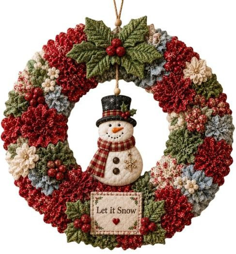 Poke Art Kit 3D Stoffkranz für Erwachsene, Weihnachtliche Textil-Wanddekoration in Schwarz und Multicolour, Durchmesser: 30 cm - Bild 1