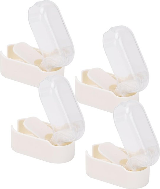 Koogeelife Zahnbürstenhalter Set aus Kunststoff, 4 Stück, Wandmontage ohne Bohren, Selbstklebend, Beige - Bild 1