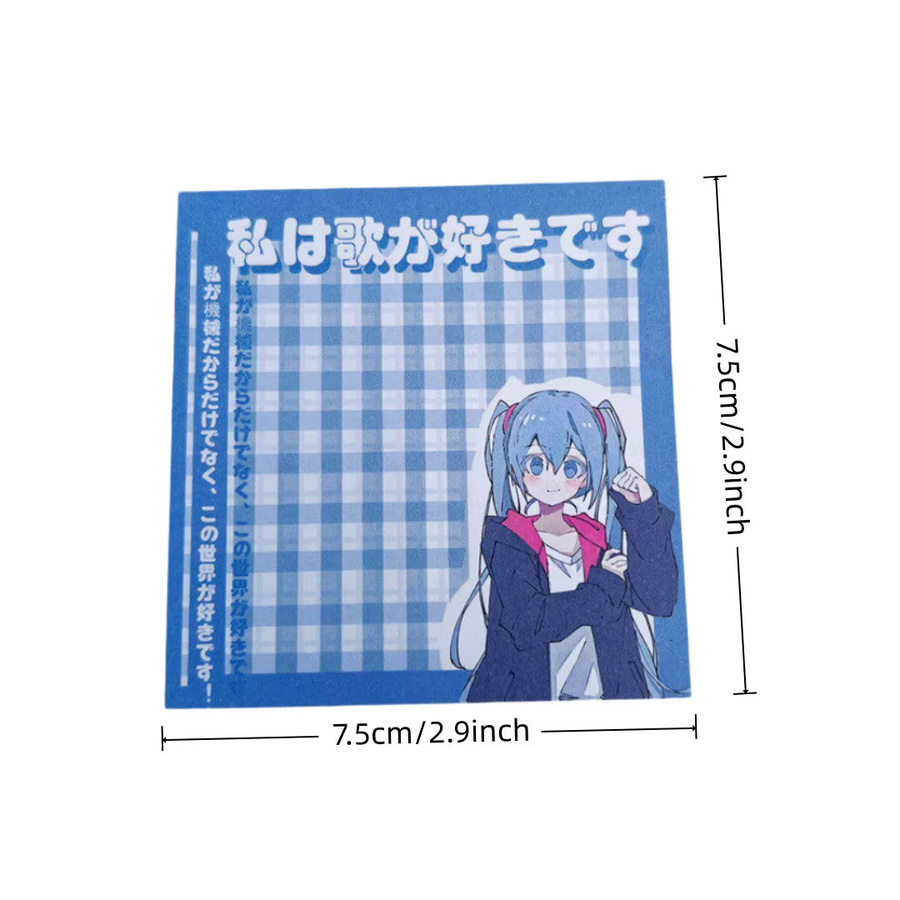 Bandai Hatsune Miku Selbstklebende Notizzettel in Blau mit 50 Blatt für Schule und Büro - Bild 2
