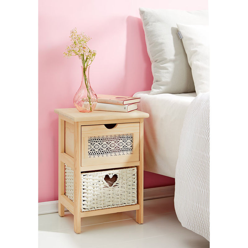 Kommode Romantik von viva domo in Braun mit Holz und Korb im Häkelmuster - Bild 2