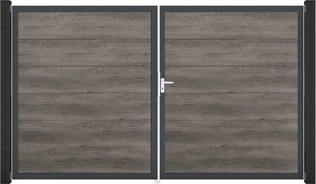 GroJa Tor BasicLine Nova 2-flügeliges Flügeltor Monument Oak in Anthrazit, B/H: 300 x 180 cm - Bild 1