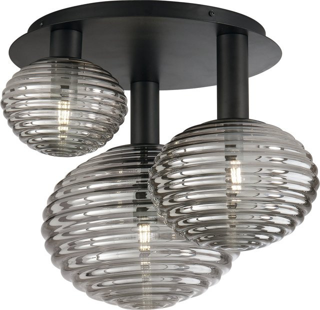 ECO-LIGHT Deckenleuchte RIPPLE in Schwarz mit transparentem Glasschirm und E27 Fassung - Bild 1