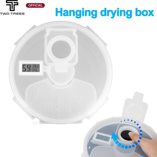 T-Trees 3D-Drucker Filament-Trocknungsbox, wandmontierbare luftdichte Aufbewahrungsbox mit Hygrometer und Thermometer für 1 kg Filament, transparent - Bild 1