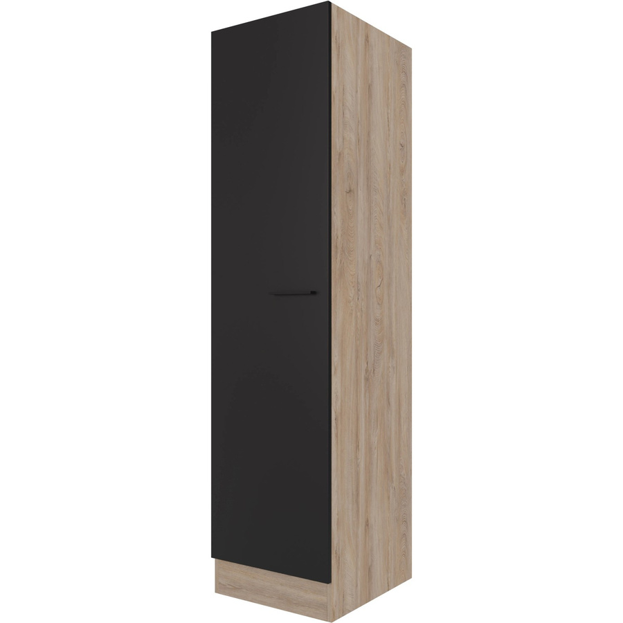 Flex-Well Küchen-Geschirrschrank Capri Schwarz Matt mit Endgrain Oak Front, B/H/T: 50 x 200 x 57 cm - Bild 2