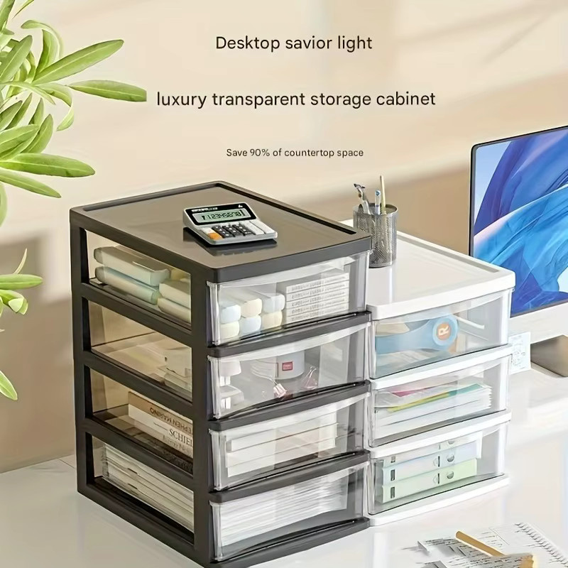 Transparente Aufbewahrungsbox mit mehreren Fächern aus Kunststoff für Büro, Kosmetik und Schreibwaren - Bild 3