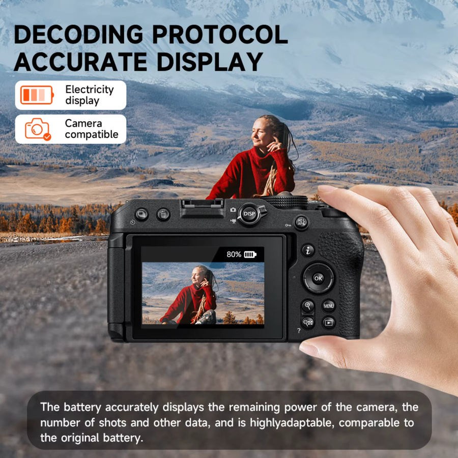Nikon EN-EL20 EL20A Ersatzakku mit USB-C Ladeanschluss für Coolpix P1000 P950 J1 J2 J3 AW1 DL24-500 Kameras, 2000mAh, Grau - Bild 4