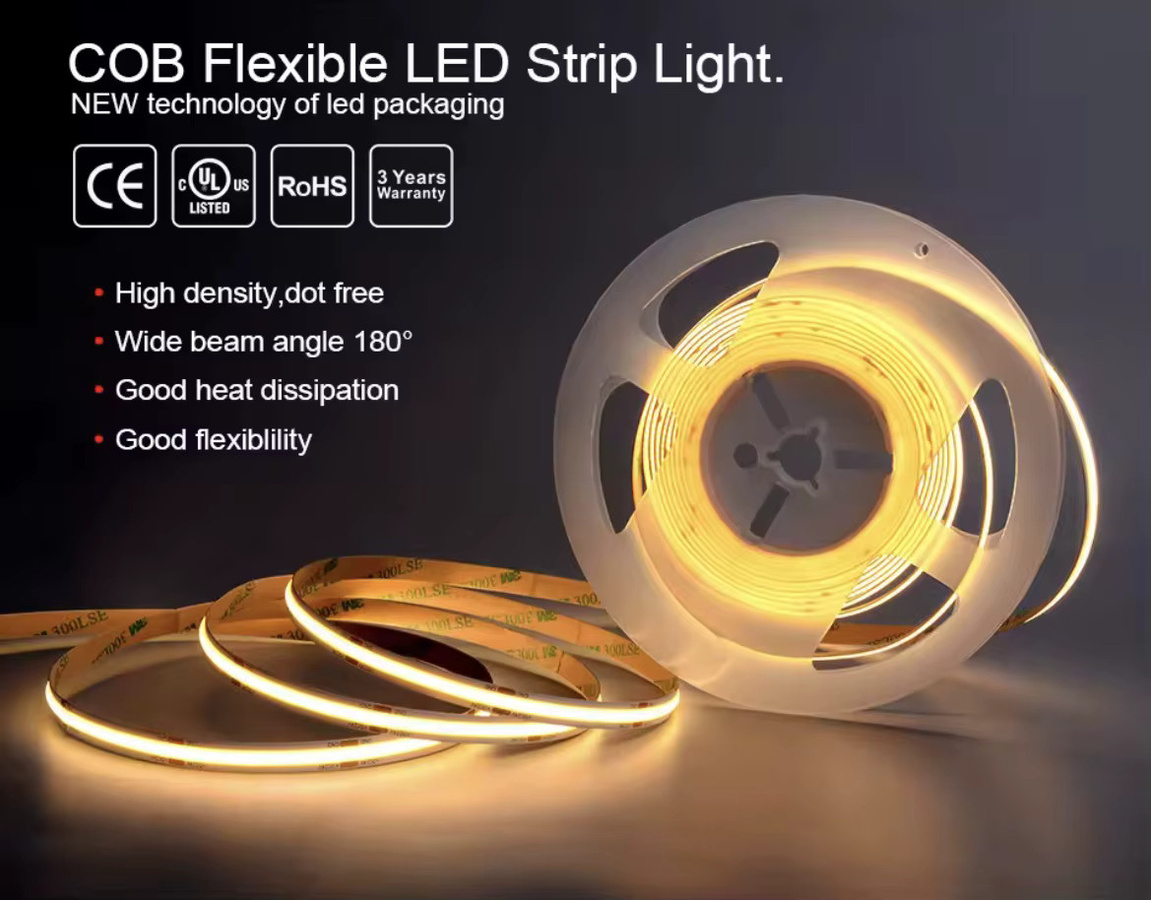 JOYLIT FCOB LED-Lichtleiste, 24 V, 10 m, 6000 K Kaltweiß, 11500 lm, 280 LEDs/m, dimmbar, CRI 95, 120 Grad Abstrahlwinkel - Bild 4