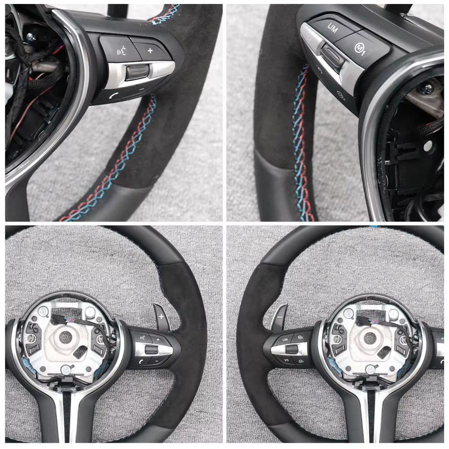 COIKA M Sport Lenkrad-Upgrade aus Vollleder mit Schaltwippen für BMW F20 F10 F30 F36 F25 F01 F48 E90 E87 E70 in Schwarz - Bild 3