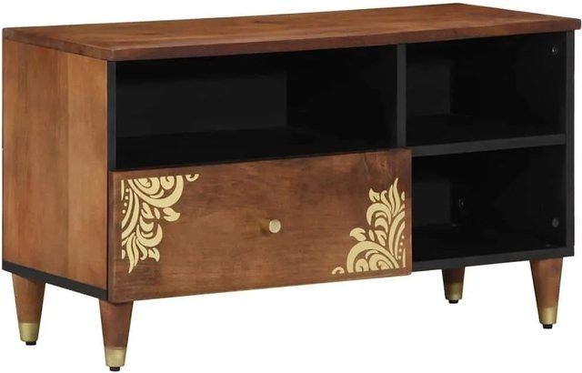 vidaXL TV-Schrank aus Mango Massivholz in Honigbraun, modernes Design für dein Wohnzimmer, B/T/H: 80 x 33 x 46 cm - Bild 1
