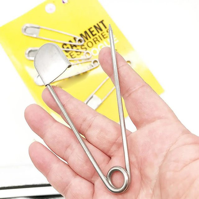 Große Sicherheitsnadel aus Edelstahl in Silber, Länge: 12,8 cm - Bild 1
