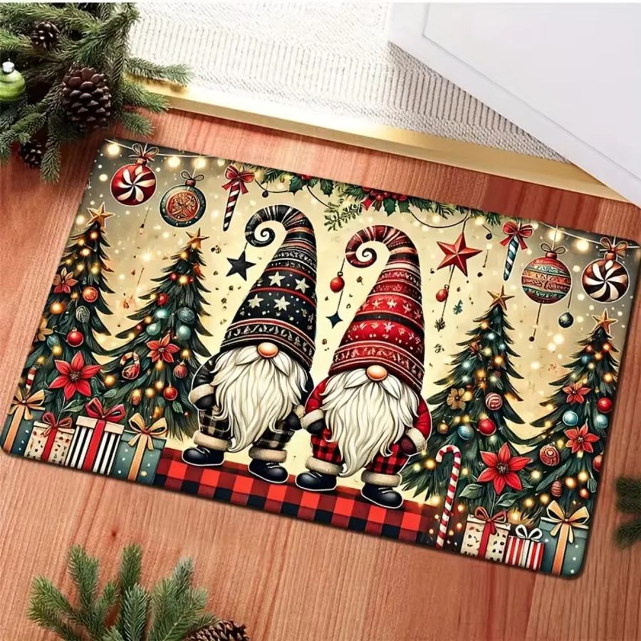 VIKAMA Weihnachtliche Fußmatte mit Santa Claus Muster für Eingang, Flur und Balkon - Bild 5