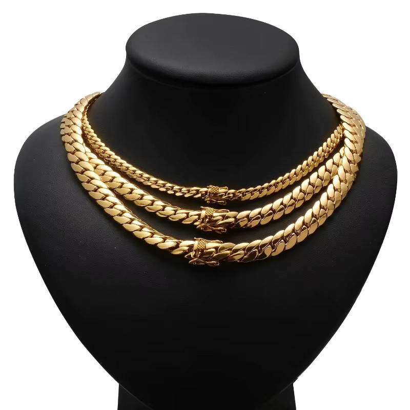 duobeiduo Halskette Edelstahl, 18K vergoldet, Gold, Herren - Bild 2