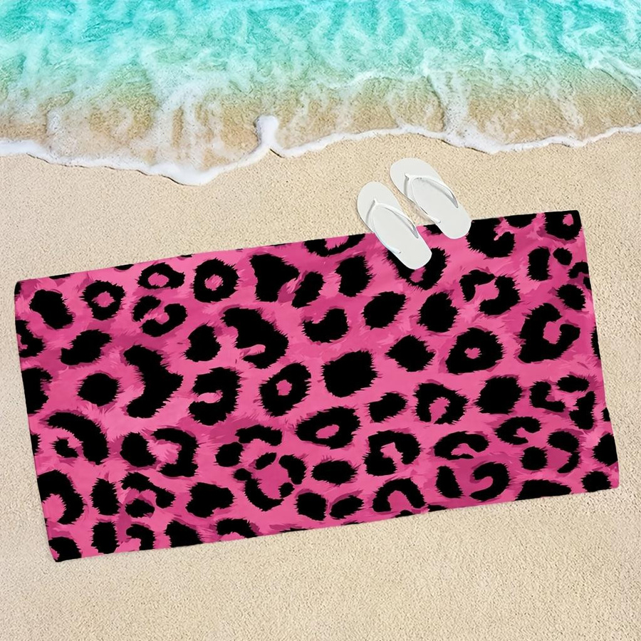 Shanika Chen Mikrofaser-Strandtuch in Rosa mit Leopardenmuster, ultra-weich und saugfähig, B: 40 cm, H: 60 cm - Bild 6