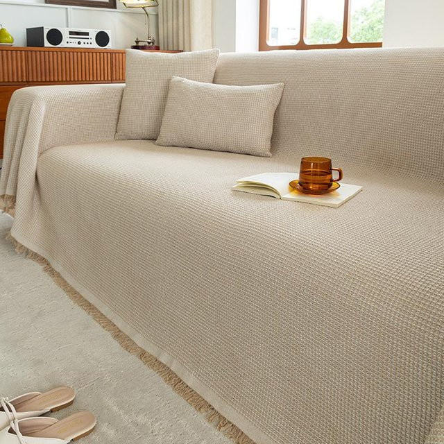 Binchi Outdoor Equipment Sofaüberwurf aus Baumwollgaze in Creme-Stil, B/B: 180 x 340 cm - Bild 1