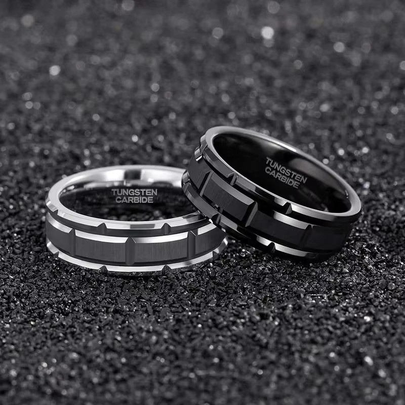 Tigrade Ring Wolframkarbid, silberfarben, Herren - Bild 2
