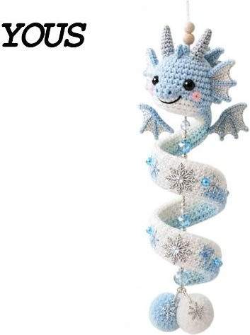 DIY Garn-Drachen Hängeornament Set in Blau als handgefertigtes Textil-Kunsthandwerk - Bild 1
