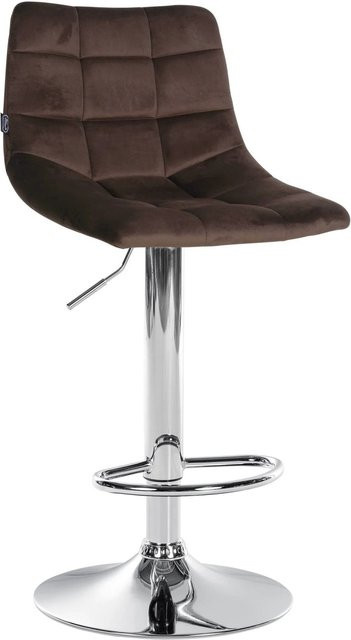 DELUKE Barhocker DUBAI Barstuhl mit Lehne aus Samt in Braun mit Chromgestell, Höhe: 108,5 cm, Breite: 43,0 cm, Tiefe: 46,5 cm - Bild 1