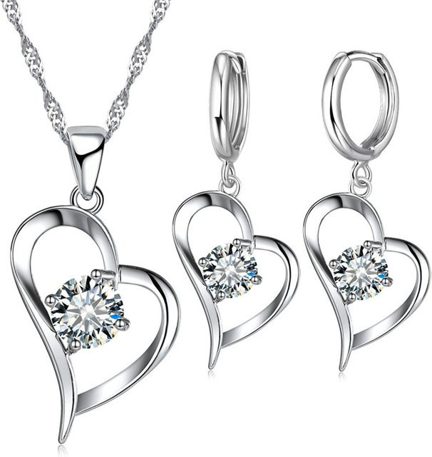 YAAMELI Schmuck-Set 925 Silber, Liebesherz, Kristall, Damen - Bild 1