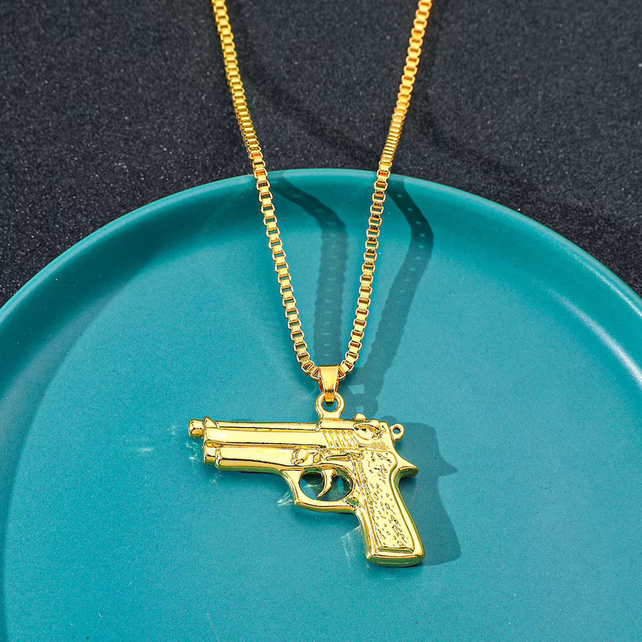 TAKARA TOMY Halskette, Pistolen-Anhänger, Gold, Herren, Vintage - Bild 3
