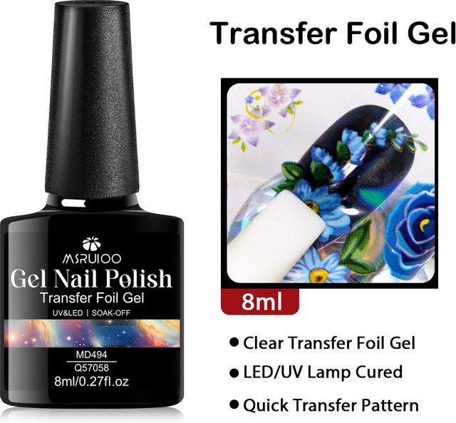 MSRUIOO Transferfolie Gel Nagellack, Klare, Glänzend, 8 ml - Bild 1
