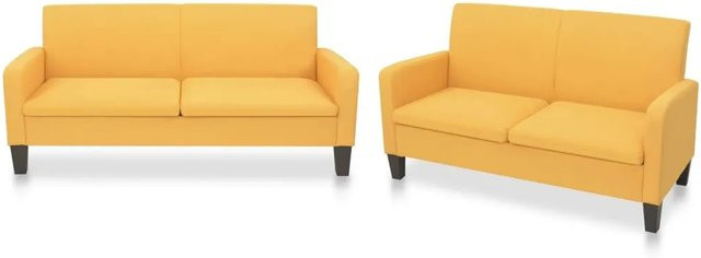 vidaXL 2-teilige Sofagarnitur aus Stoff in Gelb mit Massivholzrahmen für das Wohnzimmer - Bild 1