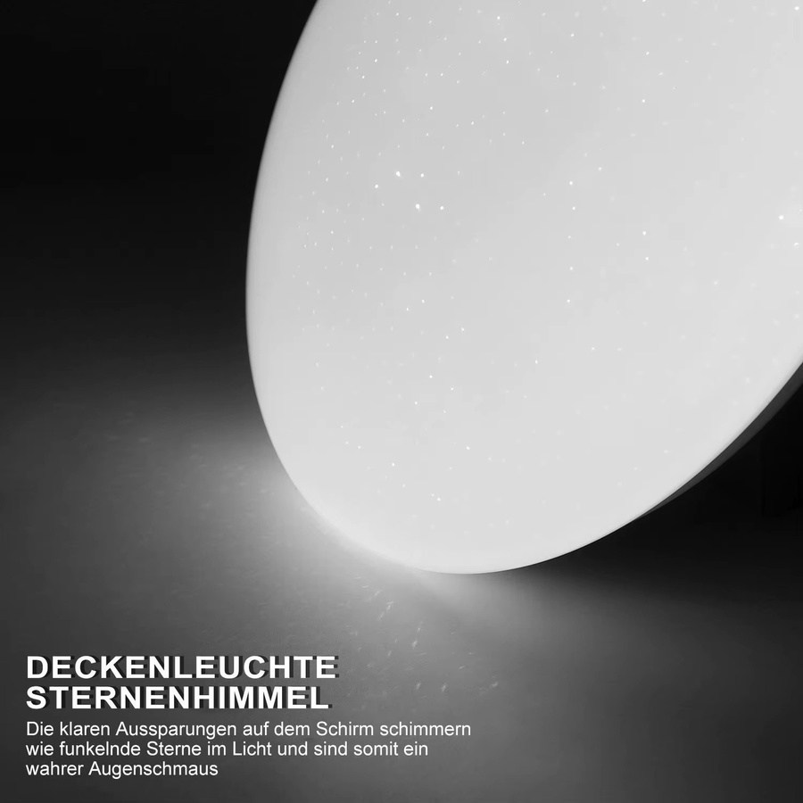 Cliheet LED-Deckenleuchte in Weiß, runde Unterputzleuchte mit Sternenhimmel-Effekt, 18 W, 6000 K Kaltweiß, Durchmesser: 30 cm, ideal für Kinderzimmer und Wohnzimmer - Bild 2