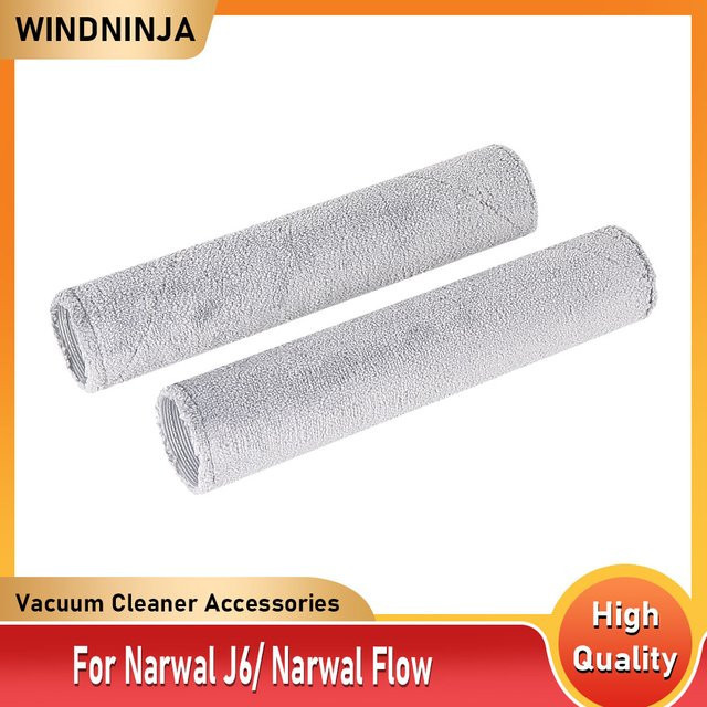 WINDNINJA Roller-Bürste und Wischtuch Set in Weiß für Narwal Flow und Narwal J6 Roboter-Staubsauger Ersatzteile - Bild 1