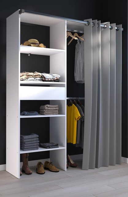Parisot Kleiderschrank Bari 1 mit Vorhang in Weiß, B/T/H: 143 x 48 x 182 cm - Bild 1