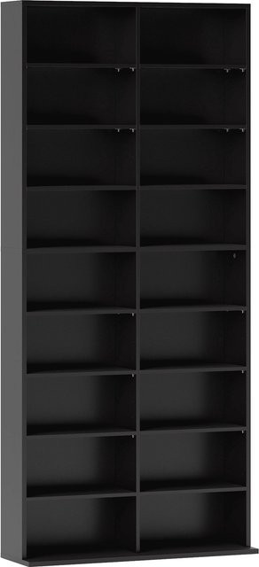 HOMCOM Medienregal für CDs, DVDs und Blu-rays in Schwarz mit verstellbaren Regalböden, B/T/H: 78,5 x 24 x 175 cm - Bild 1